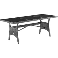 Merkloos Tavolo da giardino - Tavolo da esterno - Polyrattan - 190 x 90 x 74 cm - Altezza regolabile - Grigio