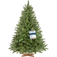 Merkloos Albero di Natale artificiale abete - 150 cm - Verde naturale - Con base in legno - Prodotto nell'UE