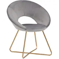 Duhome sedia da sala da pranzo sedia da toilette sedia da soggiorno poltrona in velluto sedia da cucina sedia imbottita con gambe in metallo X, grigio