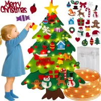 Kruzzel 26548 Albero di Natale in feltro con ornamenti e luci LED, 100 cm