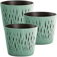Wellhome Vaso Di Plastica Rotondo Color Sabbia 15.8x13.8 Cm 3 Unità