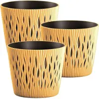 Wellhome Vaso Rotondo Di Plastica Color Sabbia 15.8x13.8 Cm 3 Unità