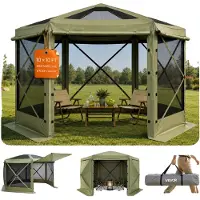 OEM Padiglione pop-up VEVOR, 3 x 3 m, grande tenda da campeggio a 6 lati con tetto rimovibile e borsa per il trasporto, tenda per feste, protezione solare per 6-8 persone su patio e giardino, verde