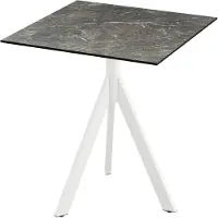 Essentials Tavolo da terrazzo Infinity Tripod, struttura bianca + piano in HPL effetto marmo Galaxy, 70x70 cm, 1 pezzo
