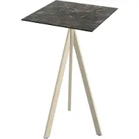 Essentials Infinity Tripod - Tavolino da bar con struttura color sabbia + piano in HPL effetto marmo Galaxy 70x70 cm, 1 pezzo