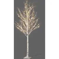 Merkloos Albero di Natale artificiale a rami di betulla - 180 cm - 160 luci LED - Bianco