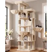 Merkloos Albero per gatti - Beige - Stabile - 204 cm - Per 3-5 gatti grandi
