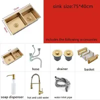 StarTech.com Lavello da cucina - Doppia vasca - 75 x 40 cm - Acciaio inossidabile - Montaggio a incasso - Finitura satinata - Completo di rubinetteria