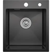 StarTech.com Lavello da cucina – Lavello da incasso con un vano – 40 x 45 cm – Acciaio inossidabile 304 – Finitura spazzolata – 2 fori per rubinetto – Senza miscelatore – Nero