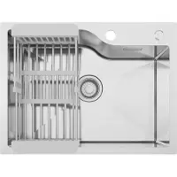 StarTech.com Lavello da cucina - Vasca singola - 60 x 45 cm - Acciaio inossidabile - Da incasso - Rivestimento nanotecnologico - Cesto raccoglisensi - Argento