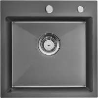 StarTech.com Lavello da cucina - Vasca singola quadrata - 45 x 45 cm - Acciaio inossidabile 304 - 2 fori - Da appoggio - Finitura nera spazzolata