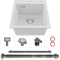 StarTech.com Lavello da cucina - Vasca singola rettangolare - Porcellana - 40 x 45 cm - Montaggio a incasso - Senza rubinetteria - Bianco