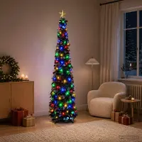 Syfax Albero di Natale LED pop-up con stella 180 cm 100 LED PET Nero