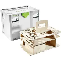 Festool SYSTAINER SYS 4 T-LOC SYS-HWZ Cassetta portautensili ( 497658 ) grigio chiaro accoppiabile con inserto in legno