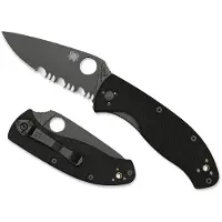 Spyderco Coltello pieghevole Tenacious, nero, dentatura lama